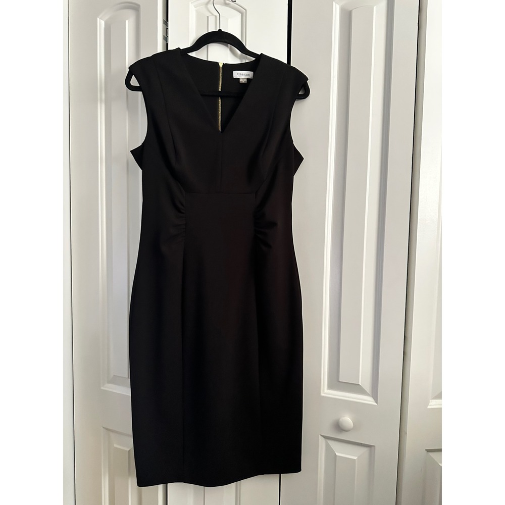 Calvin Klein Women's Black Sleeveless Sheath Dress Career Cocktail - Picture 2 of 5